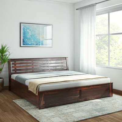 

Vintej Home Woodser Box Sheesham Solid Wood King Bed With Storage(Finish Color - Provincial Teak)