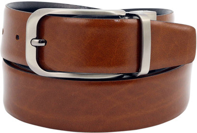 

LEX TAVIS Men Formal, Evening Black, Tan Genuine Leather Reversible Belt, Black and tan