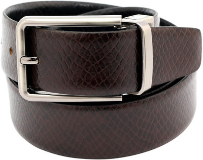 LEX TAVIS Men Formal, Evening Black, Brown Genuine Leather Reversible Belt, Black and brown