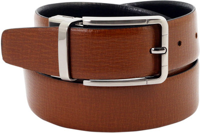 

LEX TAVIS Men Formal, Evening Black, Tan Genuine Leather Reversible Belt, Black and tan