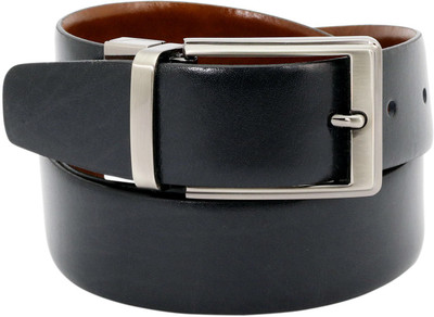 

LEX TAVIS Men Formal, Evening Black, Tan Genuine Leather Reversible Belt, Black and tan