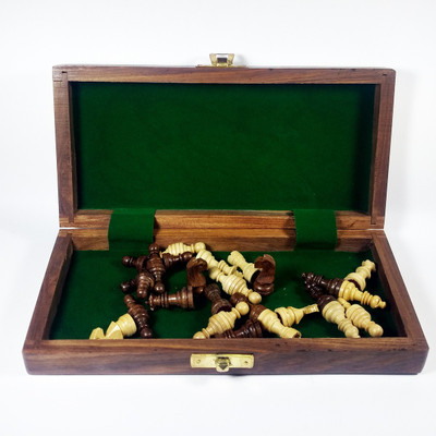 

theperfectbazaar.com Magnetic Wooden Chess Folding 8"x8" Board Game with crafted Pieces Board Game