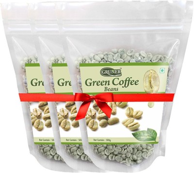 

Gruner Gruner's Natural Unroasted Green Coffee Beans (Combo 3 Pack) Filter Coffee(3 x 166.67 g)