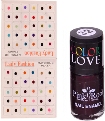 Pink Root Nail Polish No. 32 (15ml) Lady Fashion Multi Color No. 13 Bindi(Set of 2)