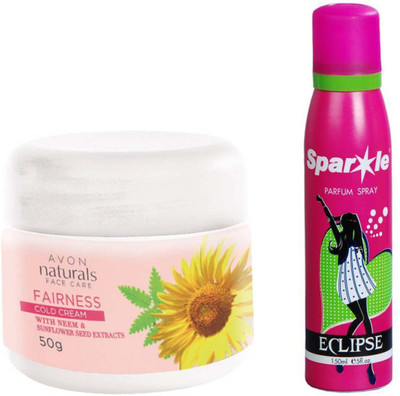 

Avon Anew NATURALS COLD CREAM WHITENING (50 g) With one sparkle perfume spray 150 ml(Set of 2)