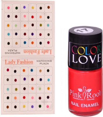 Pink Root Nail Polish No. 17 (15ml) Lady Fashion Multi Color No. 13 Bindi(Set of 2)