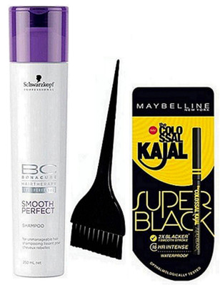 

studio Of Hair Brush, Schwarzkopf Bc Bonacure Hair Activator Shampoo 250 ml with Maybelline Super Black Kajal(Set of 3)