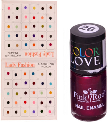 

Pink Root Nail Polish No. 26 (15ml) Lady Fashion Multi Color No. 13 Bindi(Set of 2)