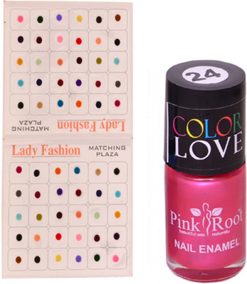 

Pink Root Nail Polish No. 24 (15ml) Lady Fashion Multi Color No. 13 Bindi(Set of 2)