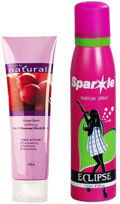 

Avon Anew Grape Seed Whitening 3 in 1 Cleanser Mask Scrub (100 g) With one sparkle perfume spray 150 ml(Set of 2)