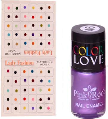 

Pink Root Nail Polish No. 46 (15ml) Lady Fashion Multi Color No. 13 Bindi(Set of 2)