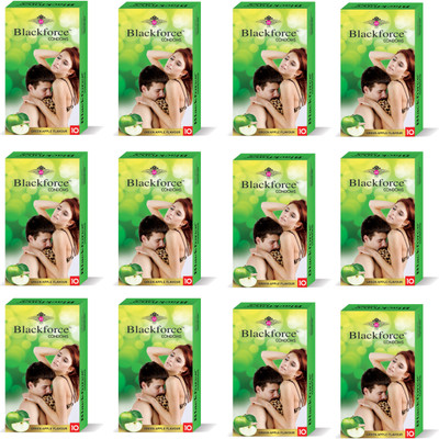black force greenapple flavour dotted condom 10 pcs 12 pack (120 pcs ) Condom(Set of 12, 120S)