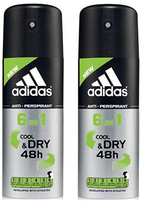 

ADIDAS 6 in 1 Cool N Dry Body Spray - For Men(100 ml, Pack of 2)
