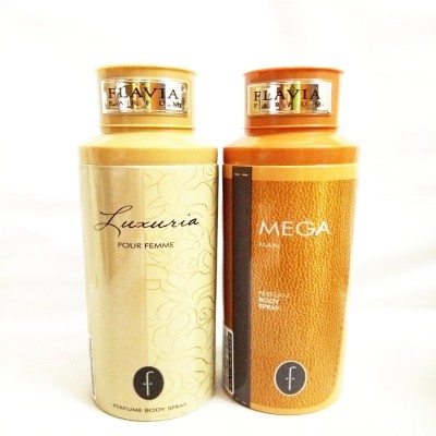 

Flavia MEGA MAN AND LUXURIA POUR FEMME Perfume Body Spray - For Men & Women(400 ml, Pack of 2)