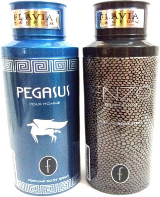 

Flavia PEGASUS AND ENZO Perfume Body Spray - For Men(400 ml, Pack of 2)