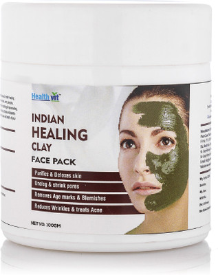 

HealthVit Indian Healing Clay | Natural Detoxifying Healing Facial Mask to Exfoliate & Deep Pore Cleansing | Remove Excessive Oil | Rejuvenates Skin | Reduced Acnes Face Pack 100gm(100 g)