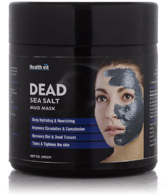 

HealthVit Dead Sea Salt Mud Mask Facial Treatment | Natural Spa quality | Deep Skin Cleanser | Perfect Pore Minimizer | Reduce Acne 100gm(100 g)