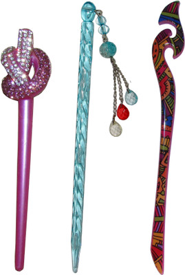

DIVYA Combo of Multi Color Juda Sticks Bun Stick(Multicolor)