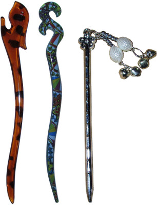 

DIVYA Combo of Multi Color Juda Sticks Bun Stick(Multicolor)