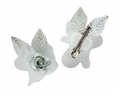 

BOXO Rose Flower Hair Clip For Women And Girls10 gram, Silver, Pack of 1 Set Of 2 (10763) Hair Clip(White)