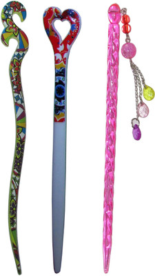 

MOOSAI Combo of Multi Color Juda Sticks Bun Stick(Multicolor)