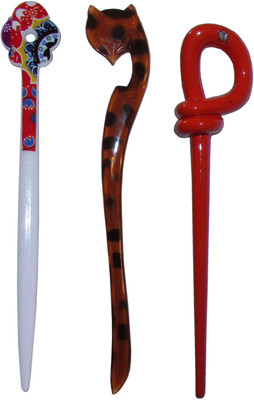 

Peacock Combo of Multi Color Juda Sticks Bun Stick(Multicolor)