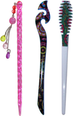 

ROOD Combo of Multi Color Juda Sticks Bun Stick(Multicolor)