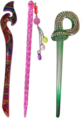 

PAHACHAN Combo of Multi Color Juda Sticks Bun Stick(Multicolor)
