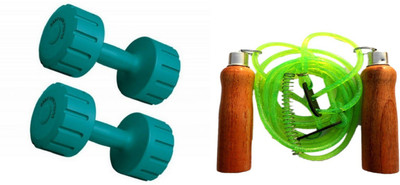 

PEANA GREEN COLOR 4KG VINYL PLASTIC DUMBELL AND GREEN COLOR WOODEN HANDLE SKIPPING ROPE Gym & Fitness Kit