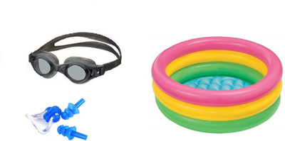 

Venom BLACK COLOR GOGGLES, EAR & NOSE PLUG, 3 FEET MULTICOLOR TUB Swimming Kit