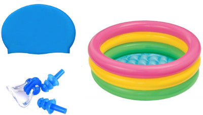 

Venom BLUE COLOR SWIMMING CAP WITH EAR & NOSE PLUG, 3 FEET MULTICOLOR TUB Swimming Kit