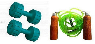 

HEALTH FIT INDIA GREEN COLOR 4KG VINYL PLASTIC DUMBELL AND GREEN COLOR WOODEN HANDLE SKIPPING ROPE Gym & Fitness Kit