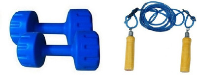 

PEANA BLUE COLOR 1KG VINYL PLASTIC DUMBELL AND BLUE COLOR WOODEN HANDLE SKIPPING ROPE Gym & Fitness Kit