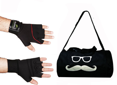

Star X Black Mustache and Shades Kit Bag with Gloves Gym & Fitness Kit