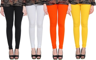Lapza Churidar  Ethnic Wear Legging(White, Black, Orange, Yellow, Solid)