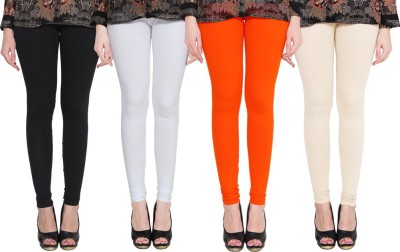 Lapza Churidar  Ethnic Wear Legging(White, Black, Orange, Beige, Solid)