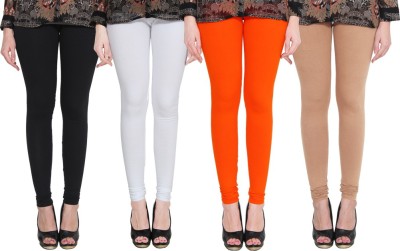 Lapza Churidar  Ethnic Wear Legging(White, Black, Orange, Beige, Solid)