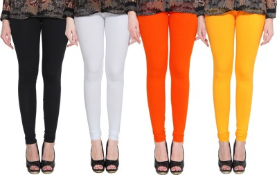 Lapza Churidar  Ethnic Wear Legging(White, Black, Orange, Yellow, Solid)