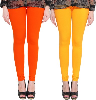 Lapza Churidar  Ethnic Wear Legging(Orange, Yellow, Solid)