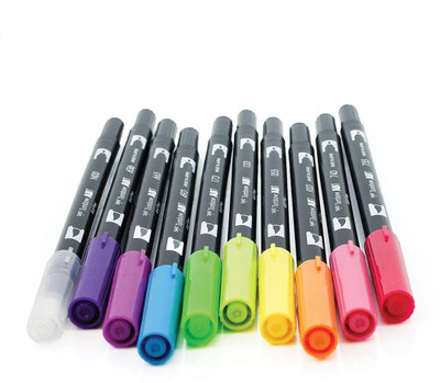 

Tombow 56185 Dual Brush Pen Art Markers, Bright, 10-Pack(Set of 10, Multicolor)