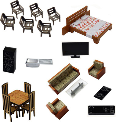 

R D MODELS CHAIR & BED & DINING TABLE 4 SEATER & FRIDGE & SINK & STOVE & SOFA SET SCALE 1:50 Model Building Kit