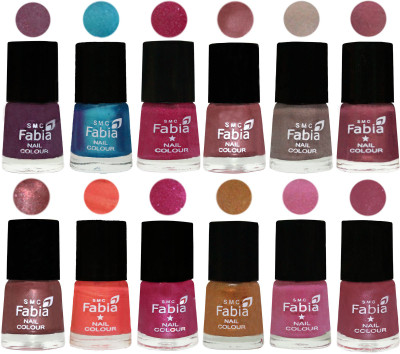 

Fabia Premium Lacquer Extra Shine Nail Polish Shades Of (12 Pcs Nail Polish) Light Jam-Denim-Hot Magenta-Lip-Light Beige-Dusty Pink-Dark Red Chrome-Peach-Light Magenta-Golden -Light Plum-Pink Maroonish(Pack of 12)