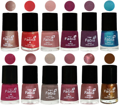 

Fabia Premium Lacquer Extra Shine Nail Polish Shades Of (12 Pcs Nail Polish) Light Nude-Red Orange-Shrimp Pastell-Cherry Blossom-Light Jam-Denim-Hot Magenta-Lip-Light Beige-Dusty Pink-Dark Red Chrome-Dark Golden(Pack of 12)