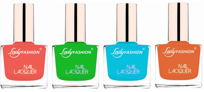 

Lady Fashion Ultra High Shine Long Stay Nail Polish Light Orange,Light Green,Sky Blue,Nude(Pack of 4)