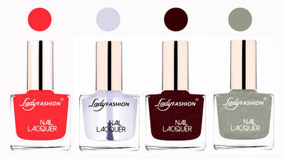 

Lady Fashion Ultra High Shine Long Stay Nail Polish Baby Pink,Transparent,Maroon,Grey(Pack of 4)