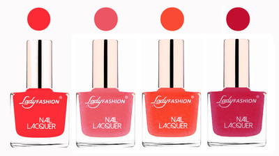 

Lady Fashion Ultra High Shine Long Stay Nail Polish Baby Pink,Silky Pink,Orange Silk,Abricoat Rose(Pack of 4)