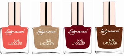 

Lady Fashion Ultra High Shine Long Stay Nail Polish Light Orange,Beach Nude,Pink,Copper(Pack of 4)