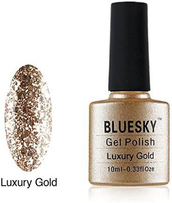 Blue Sky Soak Off UvLed Ks Range Glitter Colour Gel Nail Polish Luxury Gold Gold