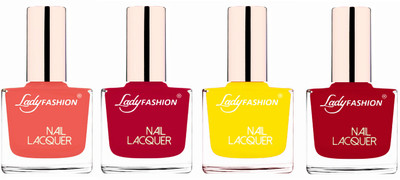 

Lady Fashion Ultra High Shine Long Stay Nail Polish Light Orange,Pink,Yellow,Dark Red(Pack of 4)