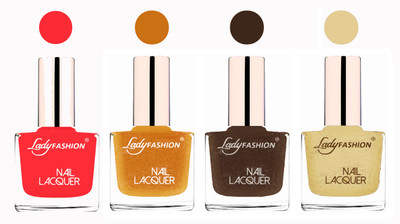 

Lady Fashion Ultra High Shine Long Stay Nail Polish Baby Pink,Golden,Mettalic Brown,Mettalic Gold(Pack of 4)